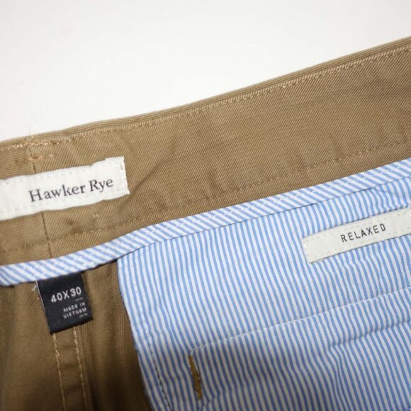 Hawker Rye Men's Relaxed Fit Chino Pants 40 x 30 NWT Beige Mid Rise Flat Front - Picture 4 of 8